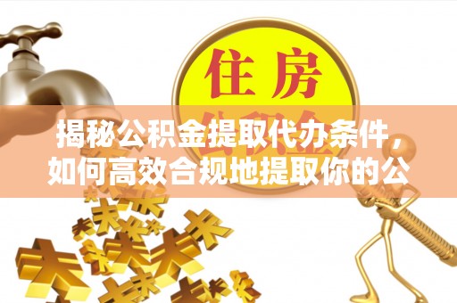 普湾新区揭秘公积金提取代办条件，如何高效合规地提取你的公积金